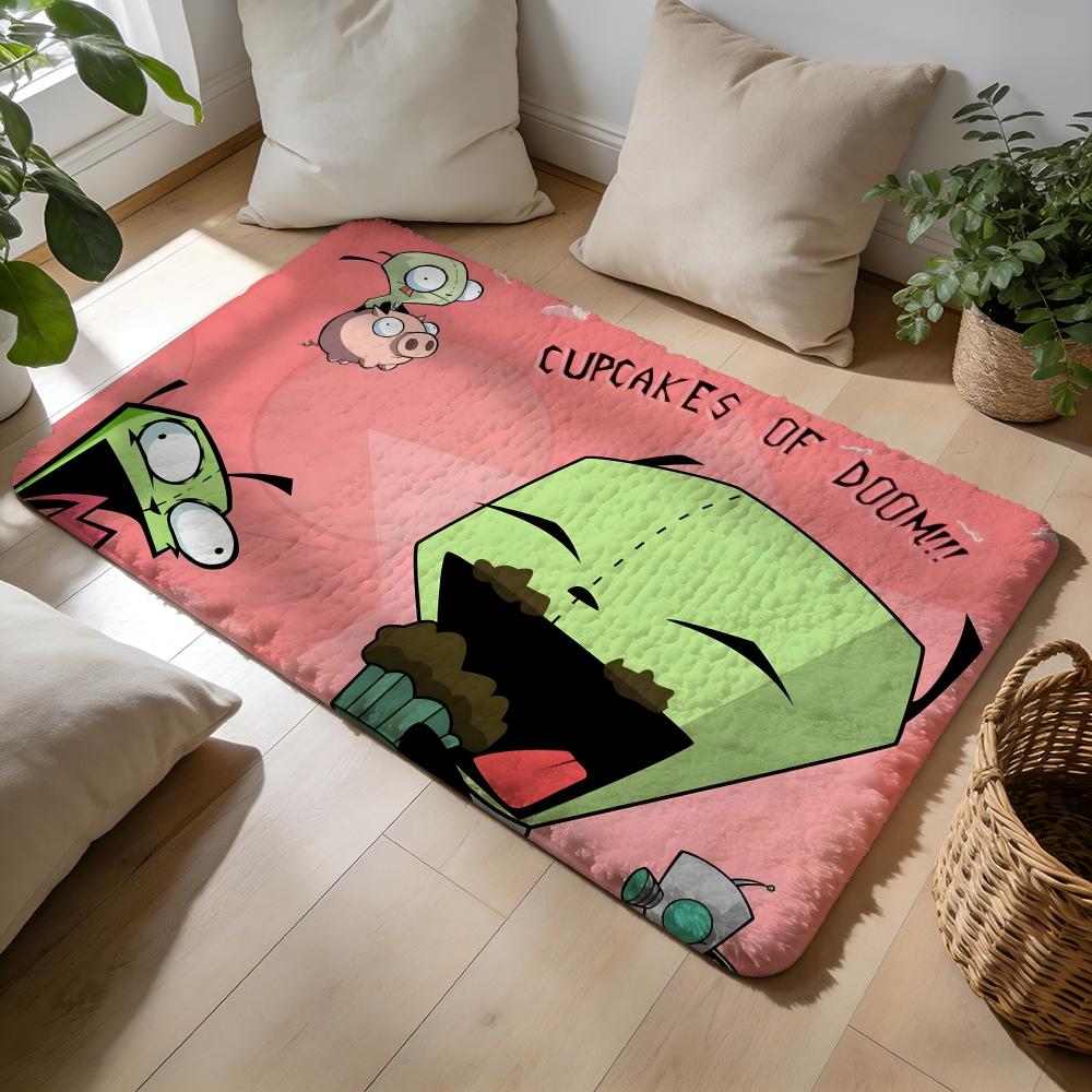 LInvader Zim Anime Floor Mat Soft Flannel Absorbent Mat Non-Slip Rug Home Bedroom Bathroom