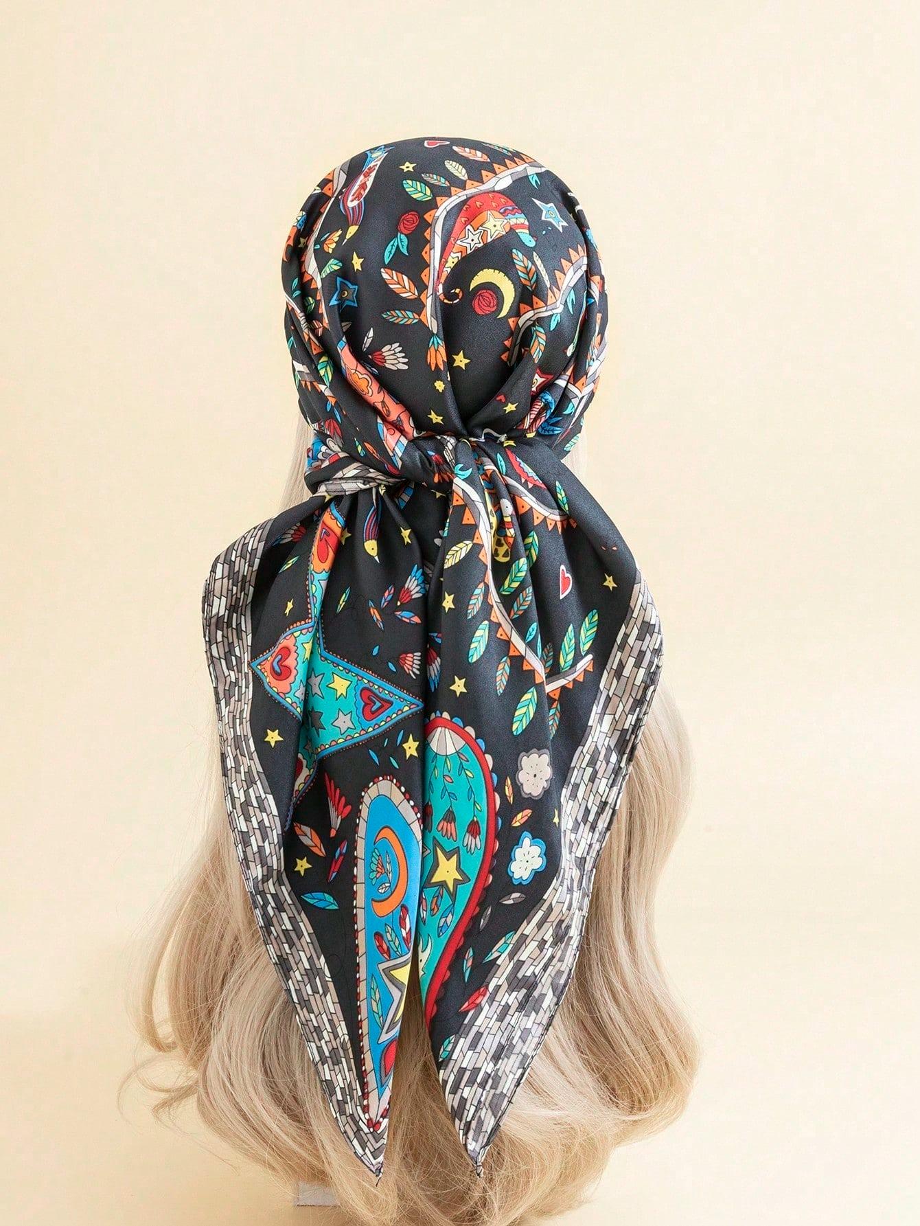 

90cm Square Silk Women Hijab Scarf Luxury Love Tree Print Shawls Lady Scarves Kerchief Bandana Headband Fashion 90x90cm