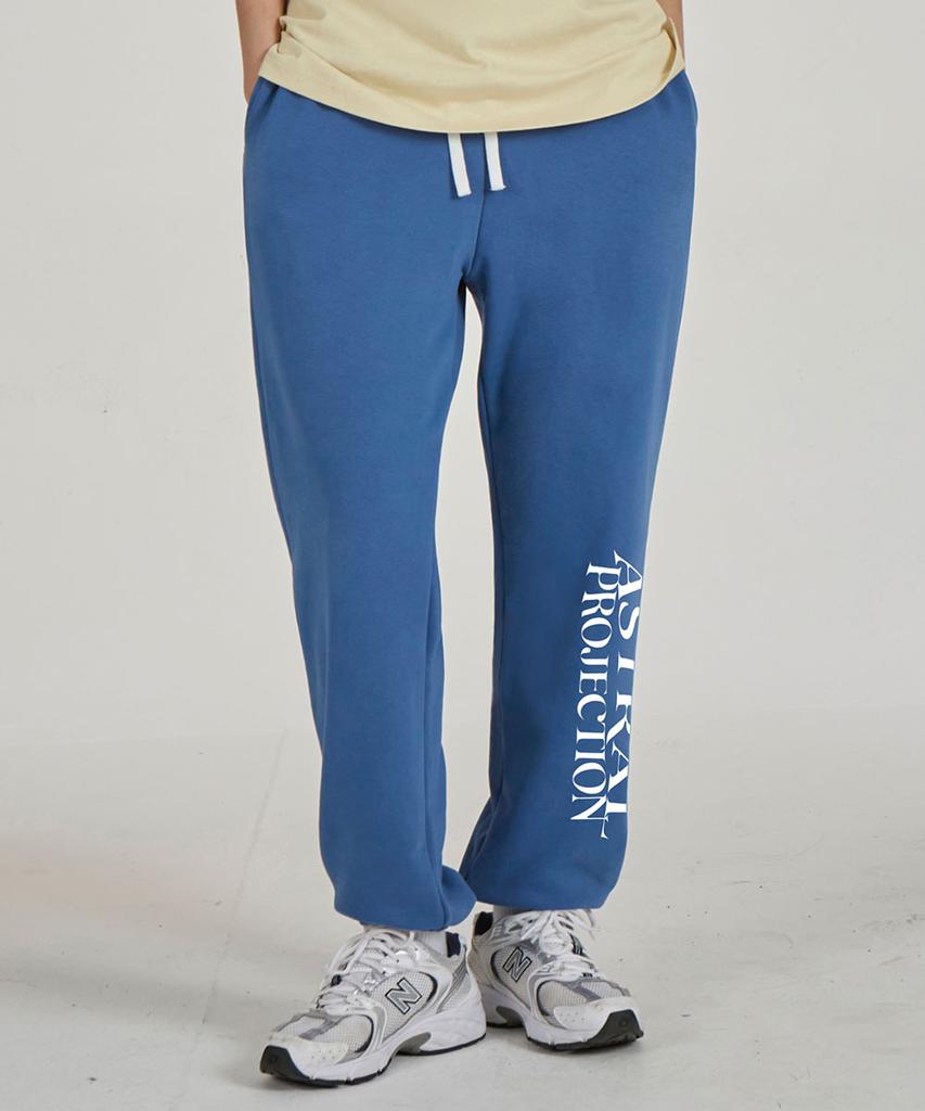 ASTRAL PROJECTION Lettering Logo Comfortable Training Sweat Jogger Pants_Blue