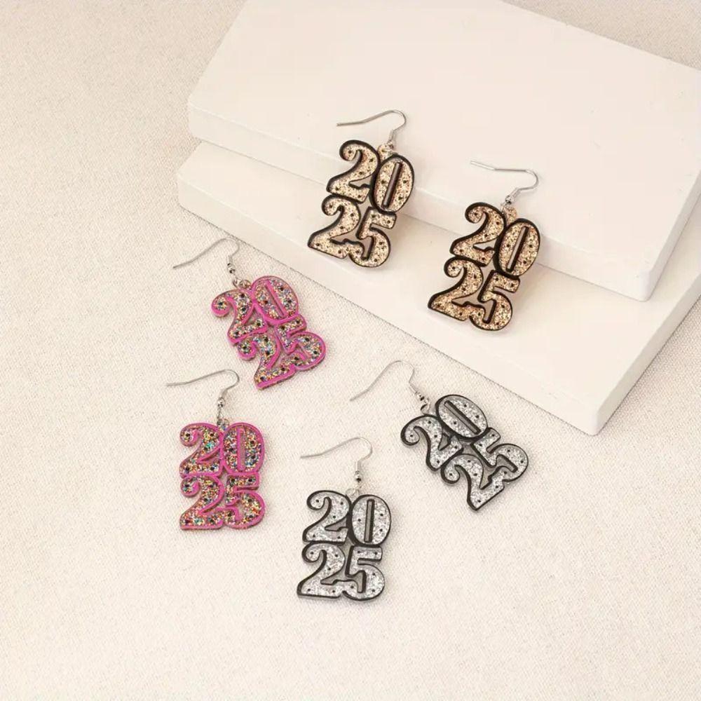 2025 Number Geometric Hanging Earrings Wine Cup Letter Number Figure Earring  Fashion Jewelry