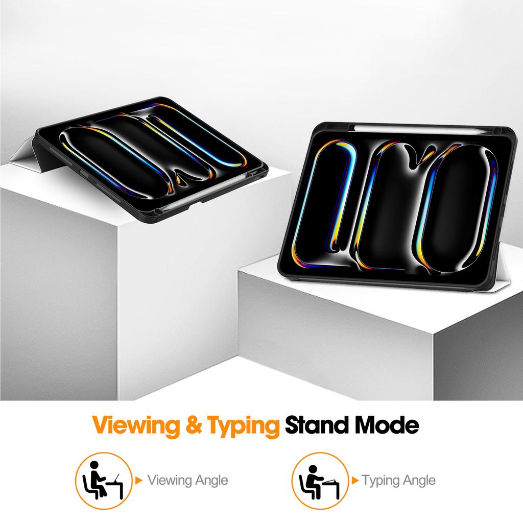 Dla iPada Pro 11 (2024) Etui z nadrukiem wzoru PU Skórzane Trójskładane Etui z podstawką i miejscem na długopis