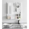Yamazaki Tower Film Hooks, Steel Panel, White, Dimensions: 45cm W x 1.2cm D x 50cm H (including film hooks), Floating Storage, Kitchen Panel, Magnetic