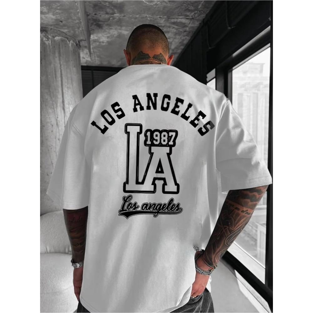 Men's Daily Sports Hip-hop Street Fashion Printed T-shirt with Meaningful Number 1987100% Pure Cotton Loose and Breathable Top