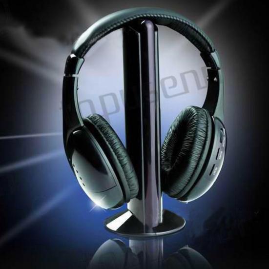 Wireless Headset Over Ear FM Radio PC TV Headphone Transmitter with Microphone for Computer