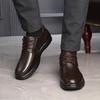 Sapatos Masculinos de Outono em Couro Genuíno Antiderrapantes Planos - Couro Bovino Casual para Meia-Idade e Idosos
