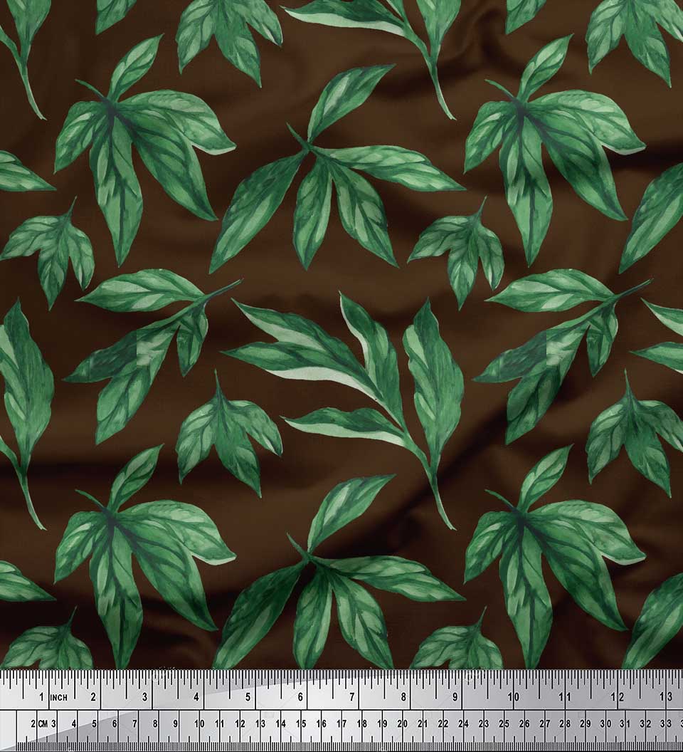 

Поліетиленова крепова тканина Soimoi із принтами на тканині з листям манго, розміром 42 дюйми 42 Inch Wide - Poly Crepe коричневий