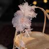 Pink Purple Silk Flower Hair Comb with Lace Edge for Bridal Hairstyle Wedding Headpiece for Chinese Hanfu Hair Accessory