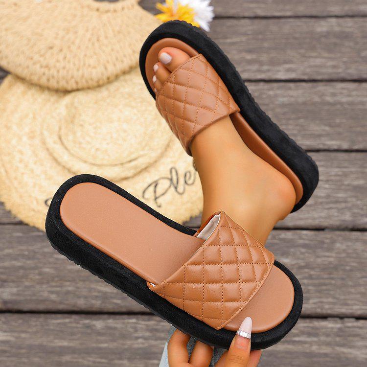 Новый Стиль Большого Размера На Толстой Подошве Клетчатые Шлепанцы Повседневные Летние Size 43 1500₽