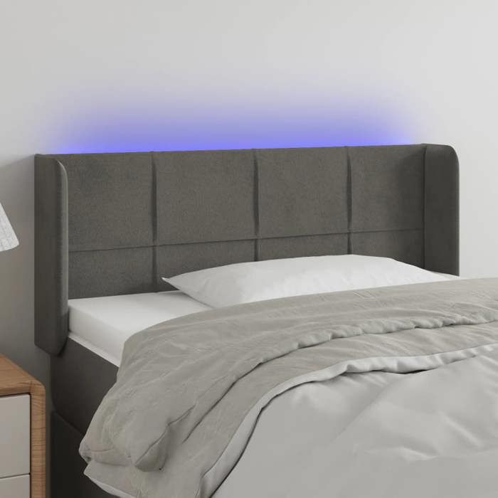 VidaXL LED Headboard Bedroom Furniture Single Bed Accessory Headboard Bed Frame Interior Dark Grey 3123267