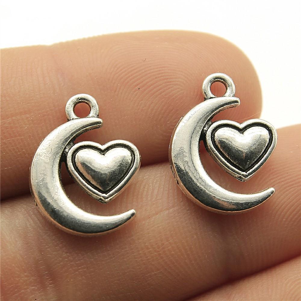 

10pcs Moon Charms For Jewelry Making Antique Bronze Silver Color Pendants Making DIY Handmade Tibetan Finding Jewelry