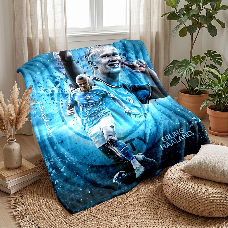 Erling Haaland Theme Blanket Soft Flannel Blanket Plush Throw Blanket Cozy Sofa Bed Blanket for Home Decor