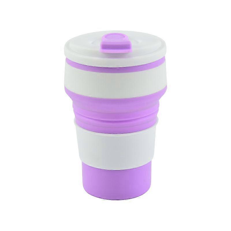 1pcs Collapsible Coffee Cups For Travel ,350ml Reusable Silicone,purple