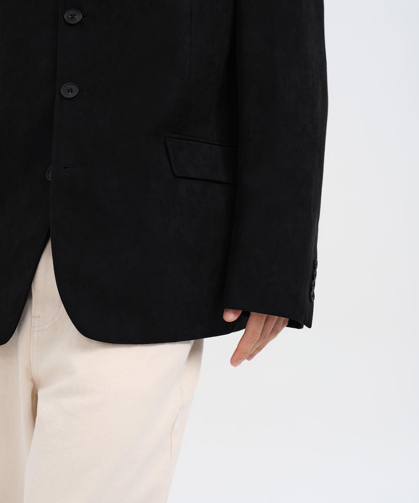 Musinsa Standard Synthetic Suede Oversized 3-Button Blazer [Black]