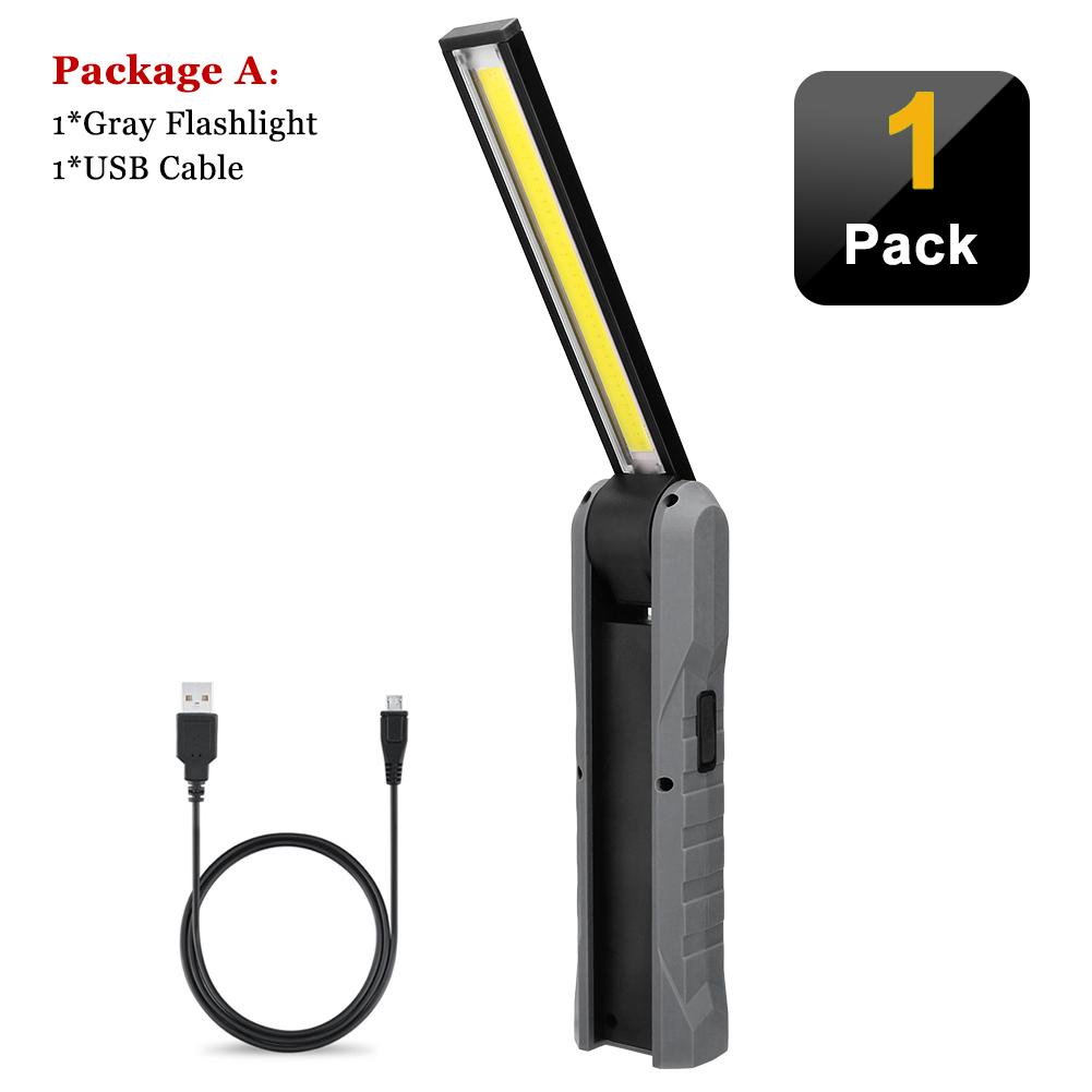 

Портативный светодиодный рабочий фонарь COB, перезаряжаемый через USB фонарик, магнитный фонарик, гибкая инспекционная ручная лампа, рабочий фонарь, уличный прожектор Package A