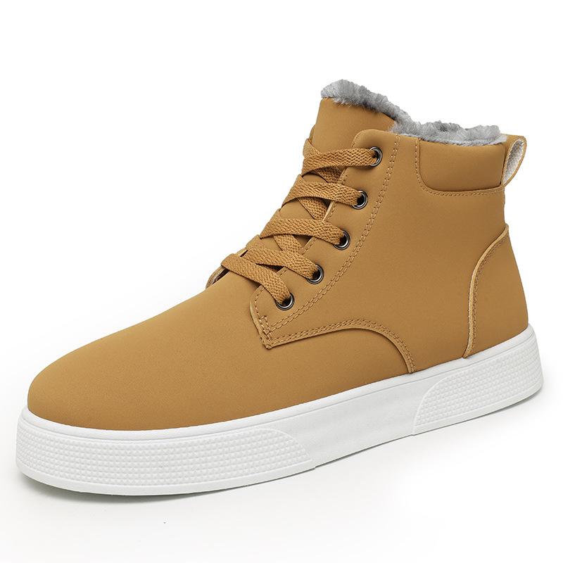 Plus Size 48 Men's High Top Boots Winter New Men's Waterproof Snow Boots Plush Warm Outdoor Cotton Shoes Khaki Black Denim Boots