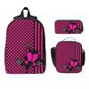 Punky Pink Emo Rucksack Jungen Mädchen Schultasche Rucksack Tasche für Laptop Umhängetaschen 3tlg Isoliert Lunchtasche Federmäppchen