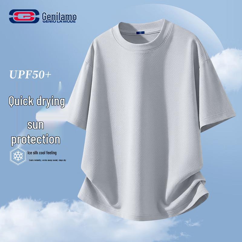 GENIOLAMODE Men s Summer Cooling Ice Silk Short Sleeve T-Shirt M