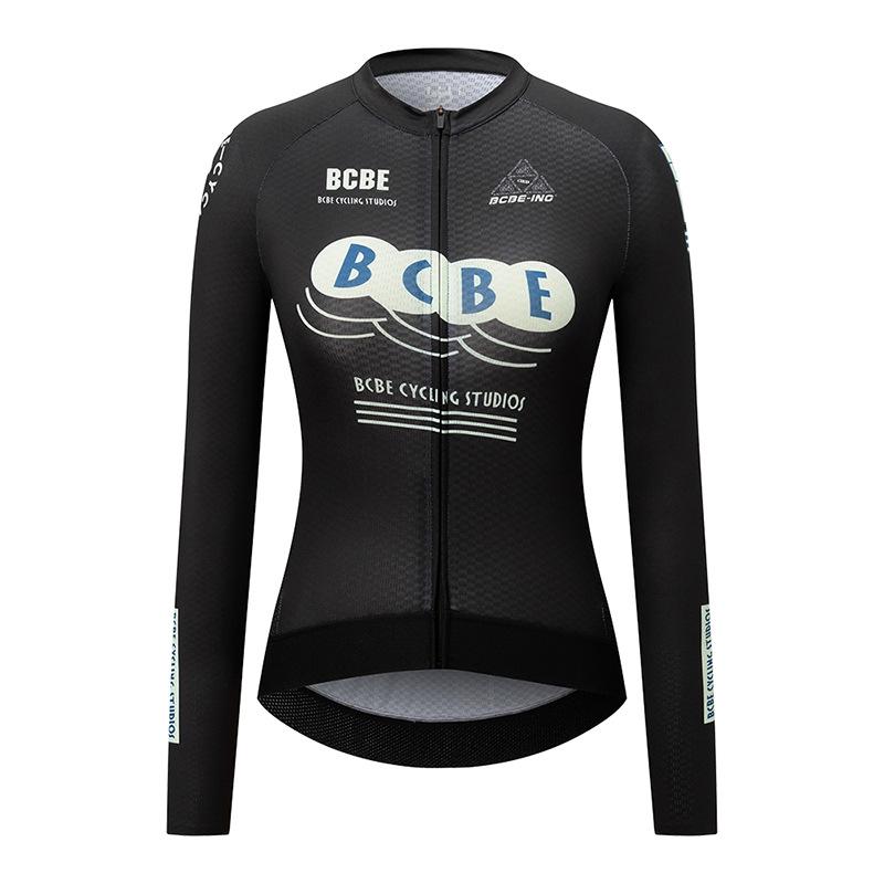 Women s BCBE-ING Long Sleeve Cycling Jersey - Breathable, Quick-drying, High Elasticity, Sweat-wicking, Road Bicycle Top for Spring/Autumn Extra Small чёрный