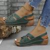 Plus Size New Summer Wedge Sandals Platform Buckle Fish Mouth Sandals Solid Color Wedge Sandals