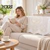 Lace Sofa Cover for Living Room White Armrest Chair Cover, Retro Couch Arm Embroidered Soft Polyester Blend Throw Furniture Protector Back Armchair,