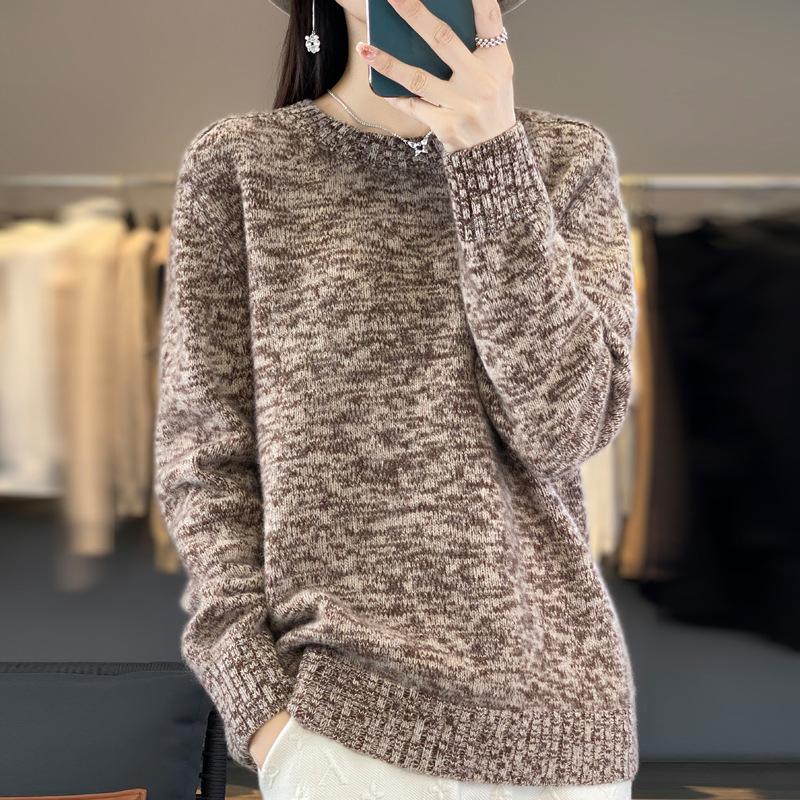 

Новый свитер с круглым вырезом для женщин на осень и зиму, повседневный ленивый стиль, кашемировый вязаный свитер, свободный, универсальный базовый свитер XXL