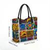  Bohemian Print Canvas Tote Bag Casual Large Capacity Shoulder Handbag for Daily Use