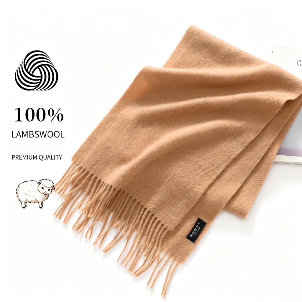Sciarpa 32x180cm 100% Lana Merino, Coperta Invernale Spessa con Nappe, Sciarpa da Collo Calda e Accogliente, Accessorio Autunno Inverno da Donna