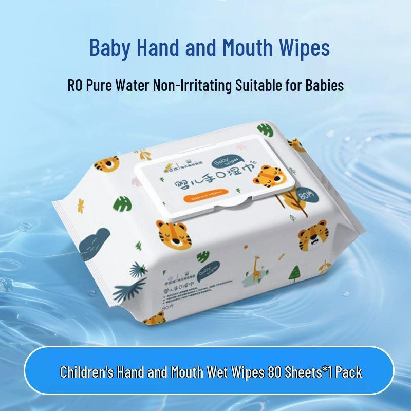 Haisihainuo Alcohol-Free Baby Hand & Mouth Wipes, 80 Large-Size Cleansing Wipes