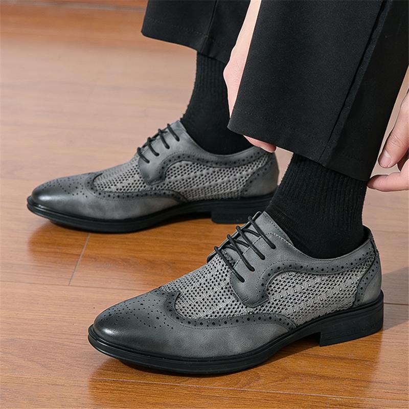 Sommer Mode Neue Atmungsaktive Air Mesh Patchwork Schnürung Oxford Schuhe für Herren Designer Marke Hochzeit Abschlussball Homecoming Schuhe