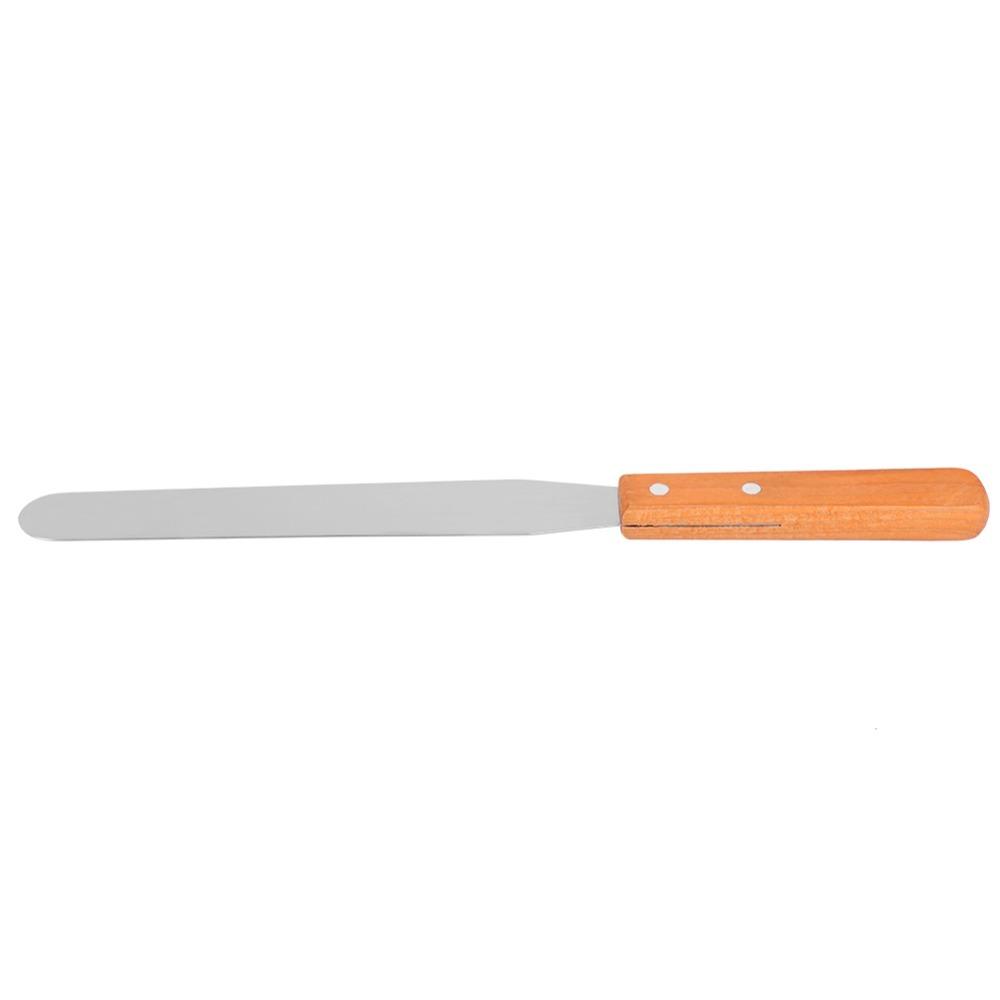 Wood Handle Stainless Steel Spatula Straight Blade Bread Cream Scraper Cake Decorating