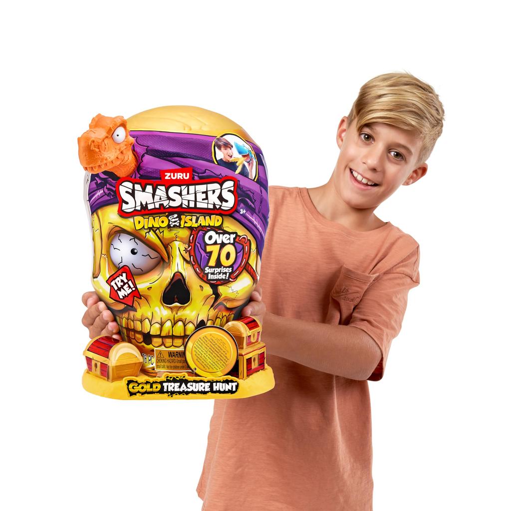 Smashers Dino Island Gold Treasure Hunt (Orange) by ZURU - Interactive Collectible Treasure Hunt Themed Toy