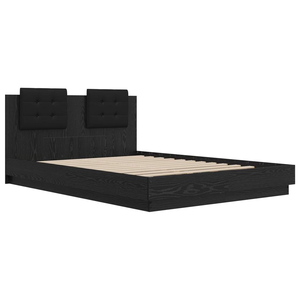 Bed Frame with Headboard Black Oak Effect 120 x 200 cm
