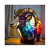 (Schaf)Tier-Tischlampe Buntglas Harz Buntglas Nachtlicht Retro Schreibtischlampen Weihnachtsgeschenk