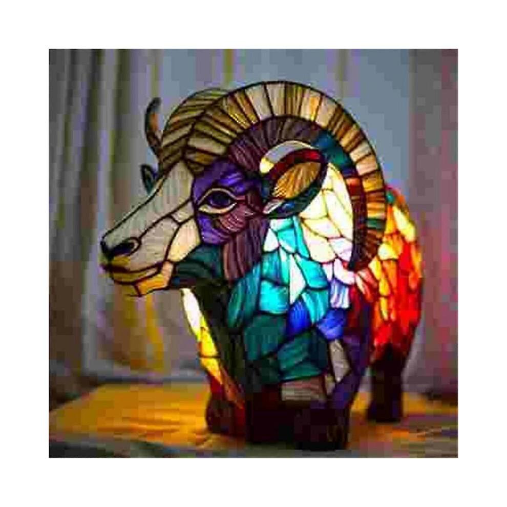 (sheep)Animal Table Lamp Stained Resin Stained Night Light Retro Desk Lamps Xmas Gift