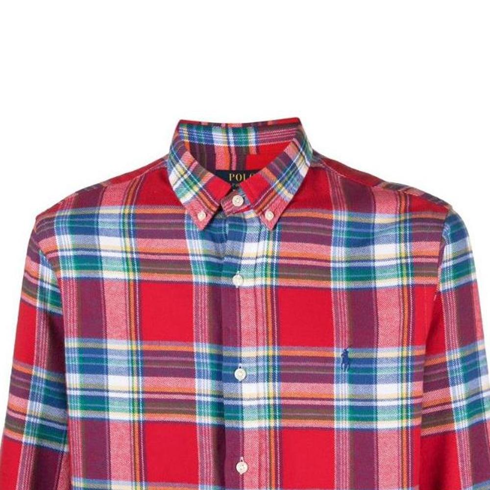 Polo Ralph Lauren SS23 Striped Print Single-Breasted Shirt Men Shirts Red 710886730-001