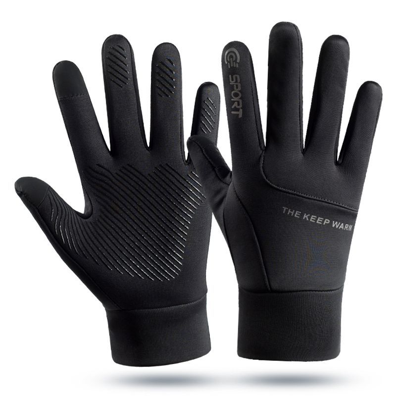 

Зимние лыжные перчатки брызгозащитные велосипедные теплые average size чёрный