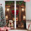 2pcs 2D Flat Printing Merry Christmas Popular Window Curtains Red Rose Wood 0 Fabric Without Electricity Festive Wall Decor for