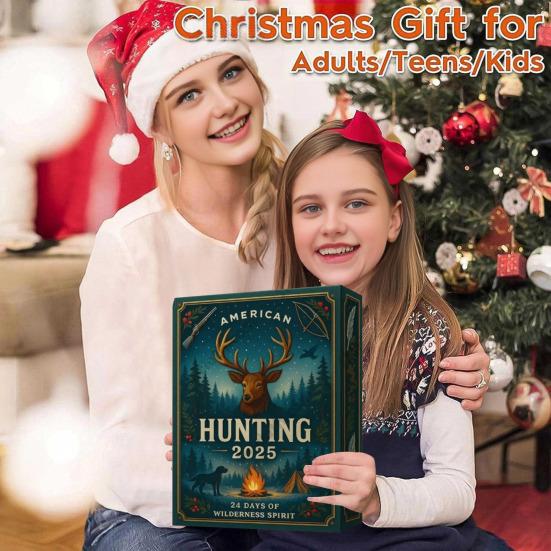 American Hunting Advent Calendar 2025 24 Days Christmas Countdown with Hunting-Themed Surprises And Mini Survival Charms for Hunters Outdoorsmen