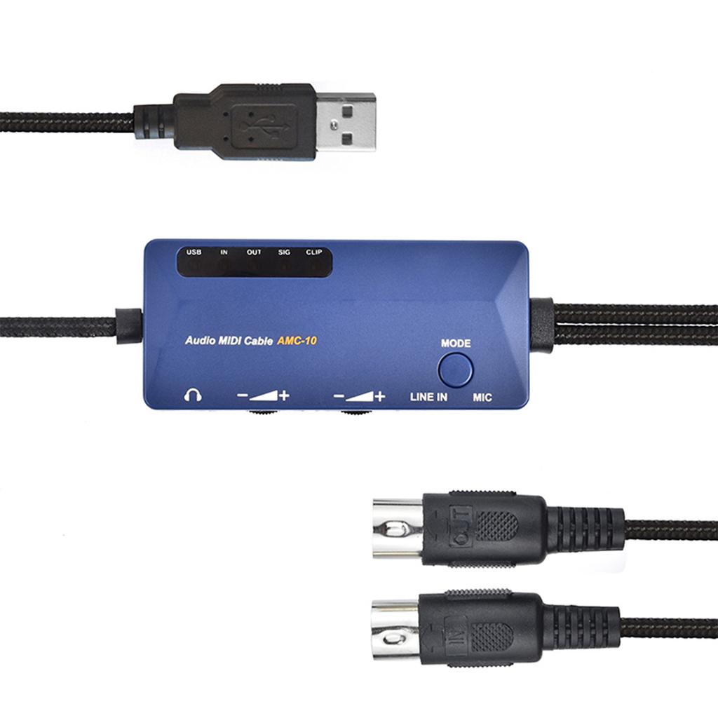 DOREMiDi MIDI To USB A Interface MIDI Cable Adapter for Editing Recording Track Audio MIDI Cable USB Converter Built In