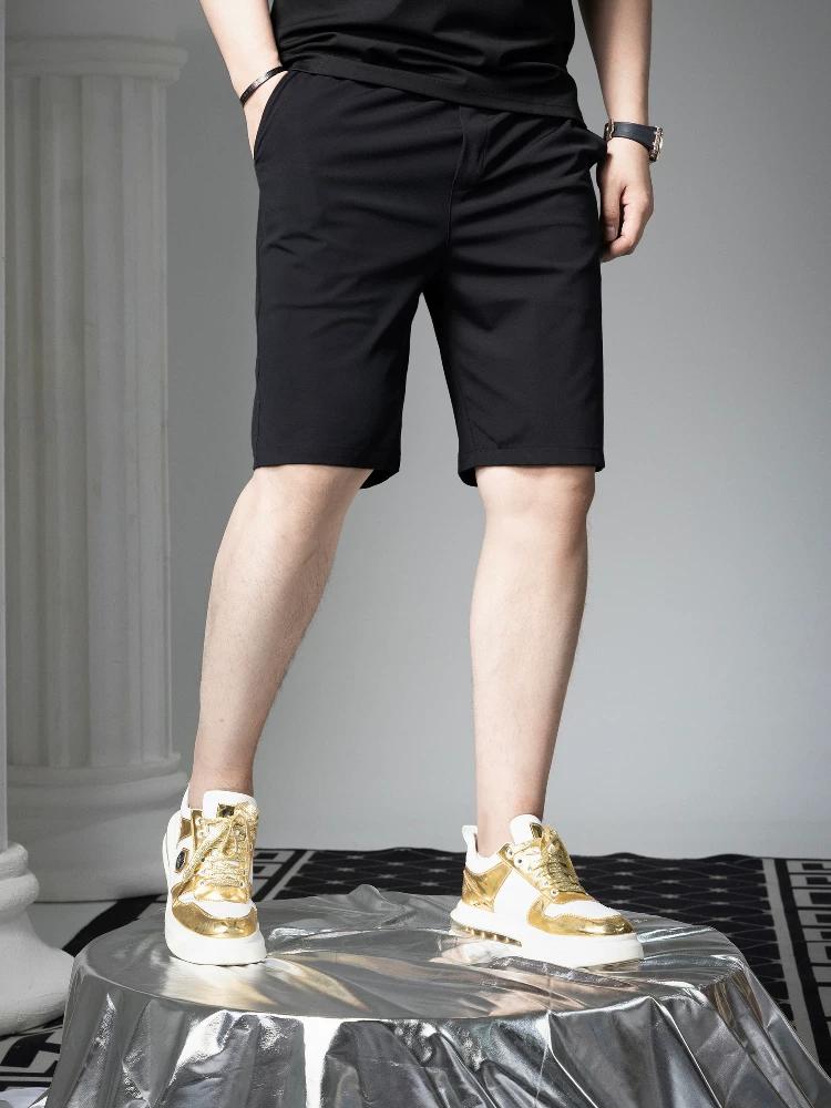 

European Style 2025 Summer New Men s Casual Straight Shorts Trendy Brand Solid Color Five-Point Pants Men s Sports Pants 2XL белый