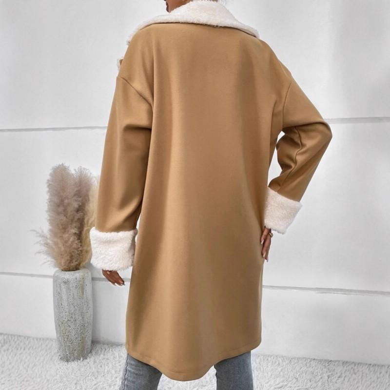 Womens Winter Wool Blend Coat Longline Double-Breasted Casual Chic Office Wear