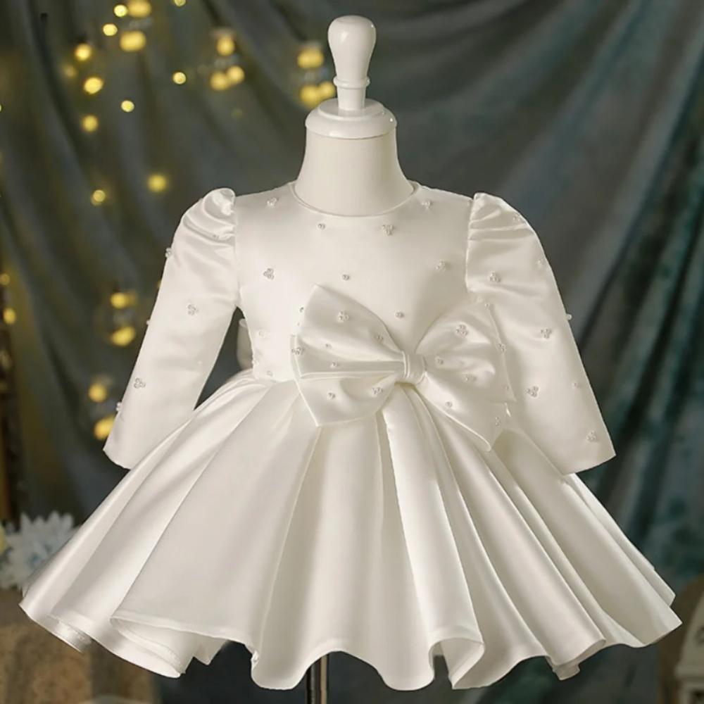 

1st Birthday Girls Party Dresses White Lace Princess Baby Dress Tulle Wedding Children Ball Gown Kids Dresses For Girl