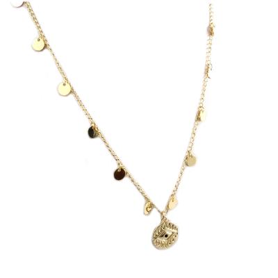 [Q6249] - Handmade 'Boho' Gold Necklace (eye) - 15x15 Mm
