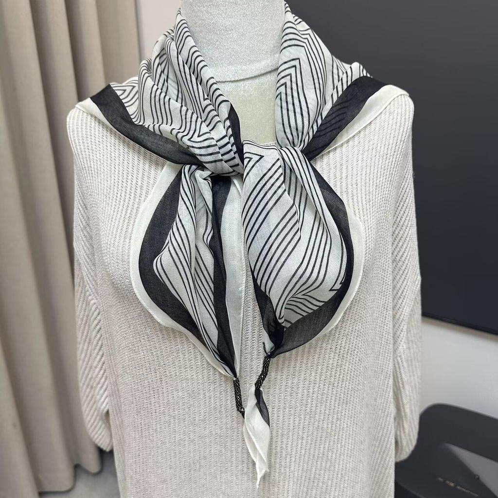 Premium Women's Summer Cotton & Linen Triangle Scarf - Versatile Lightweight Shawl