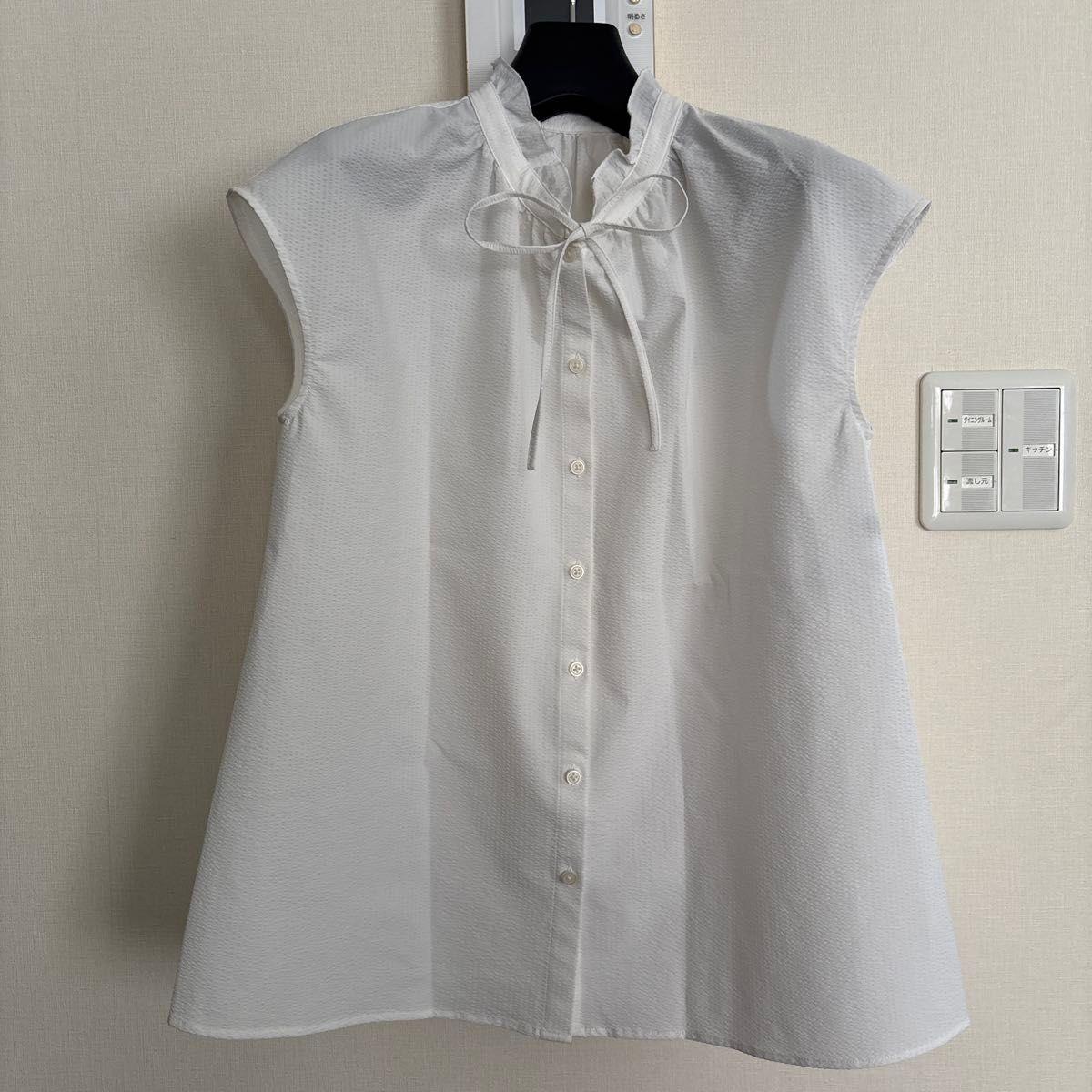 PLST Soccer Stripe Gathered Blouse XS New White Ribbon