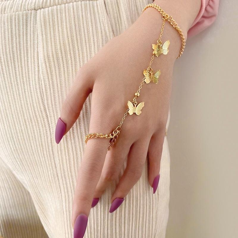IF ME Personalized Butterfly Snake Ring Set Gold Silver Chain Ring for Women Accessories Jewelry
