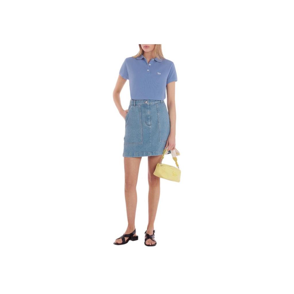 Maison Kitsune Baby Fox SS24 Logo Pullover Short Sleeve Polo Shirt Women polo shirts Blue MW00202KJ7010-P428