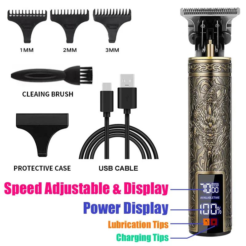 Hair Cutting T9 Vintage Electric Hair Clipper Portable USB Fast Charging Shaver Barber Cordless Hair Trimmer For Men's Barbe