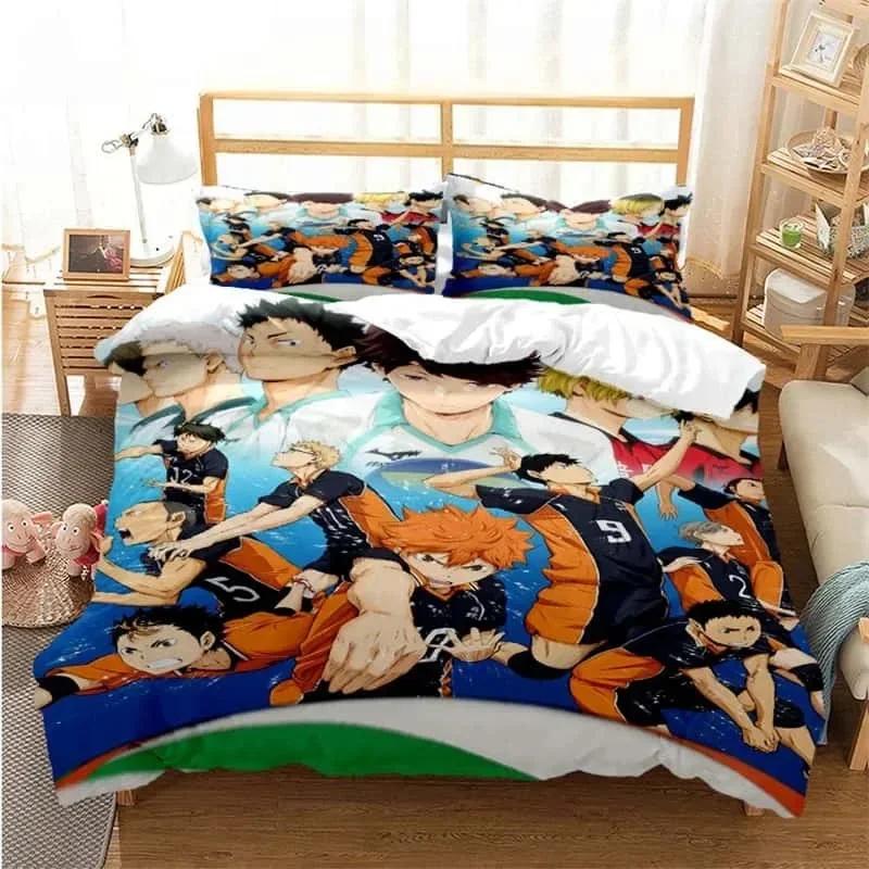 3d Print Volleyball Anime Haikyu Bedding Set Printed With Pillowcase Bed Duvet Cover Soft Single Double Queen Super King Size