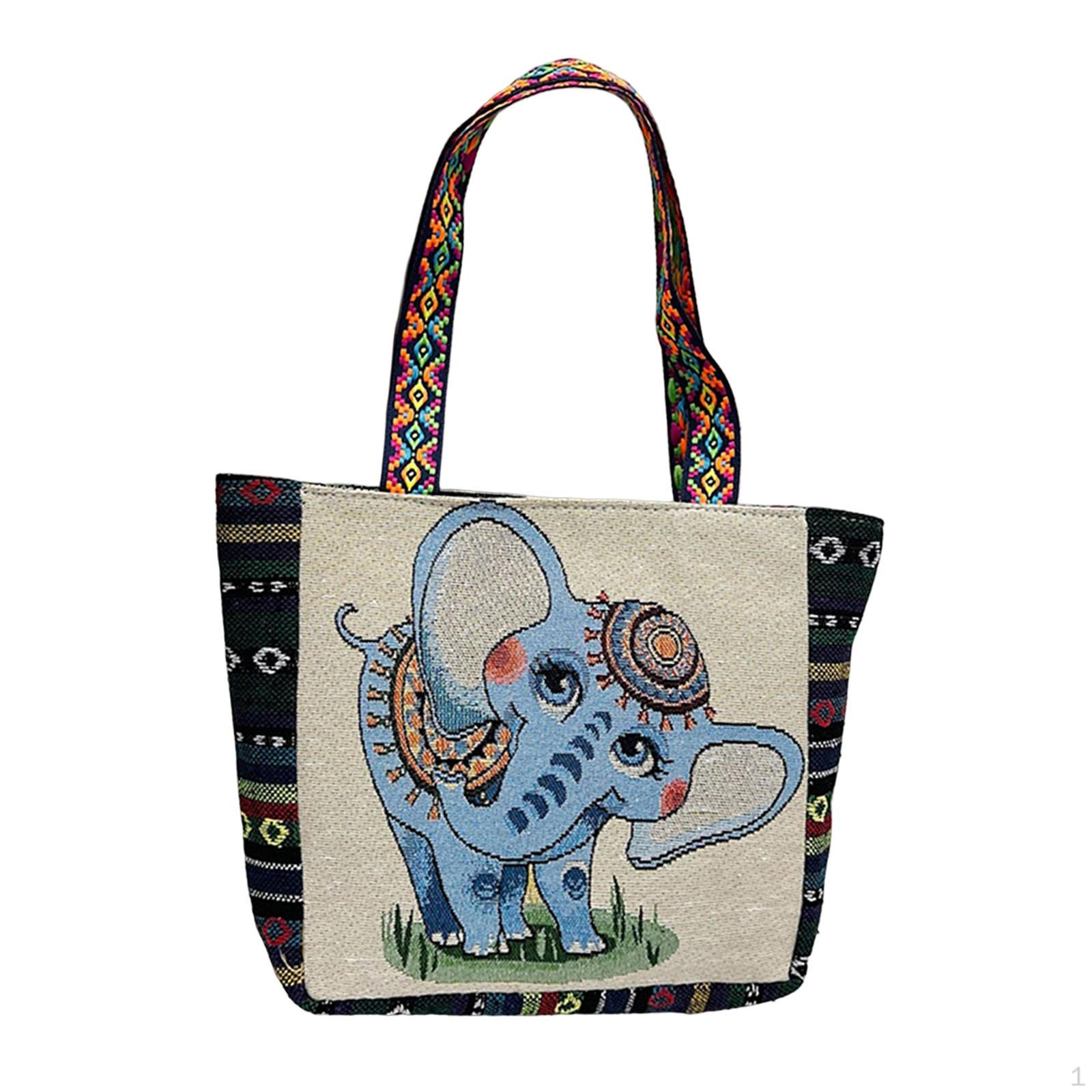 

Женская холщовая сумка на плечо, большая вместительная сумка, женская модная повседневная сумка на молнии, кошелек-тоут для Blue Elephant